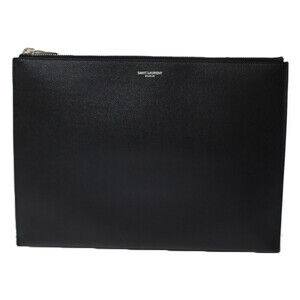SAINT LAURENT Clutch Bag Shoulder Black Leather